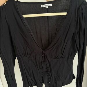 Reformation Black Button-Front Blouse